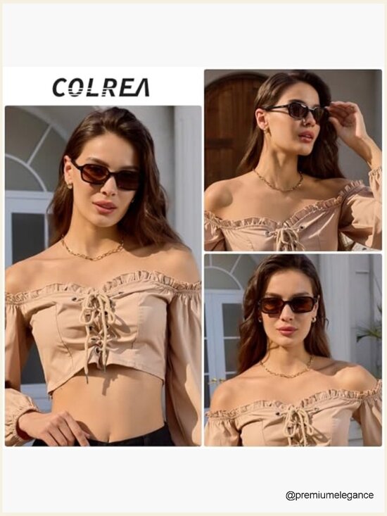 Retro 90s Rectangular Polarized Sunglasses UV400 Small Square Sun main image 6